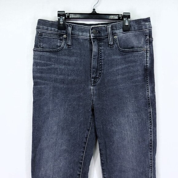 Madewell 10" High Rise Skinny Crop Jeans Size 30 Dark Wash with Whiskering - Picture 10 of 14
